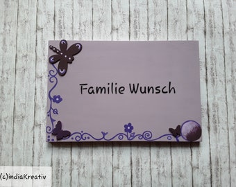 Türschild, Familientürschild, Flieder lila, personalisierbar