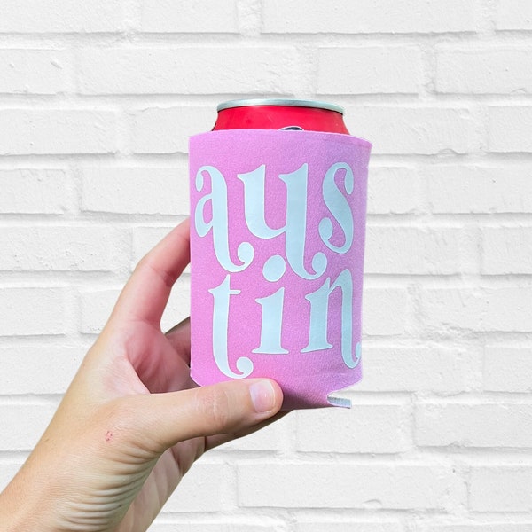 Austin Can Coolers - Set of 4, Austin Bachelorette, Austin Gift Ideas, Austin Coozies, Austin Bachelorette Gift Ideas, Austin Housewarming