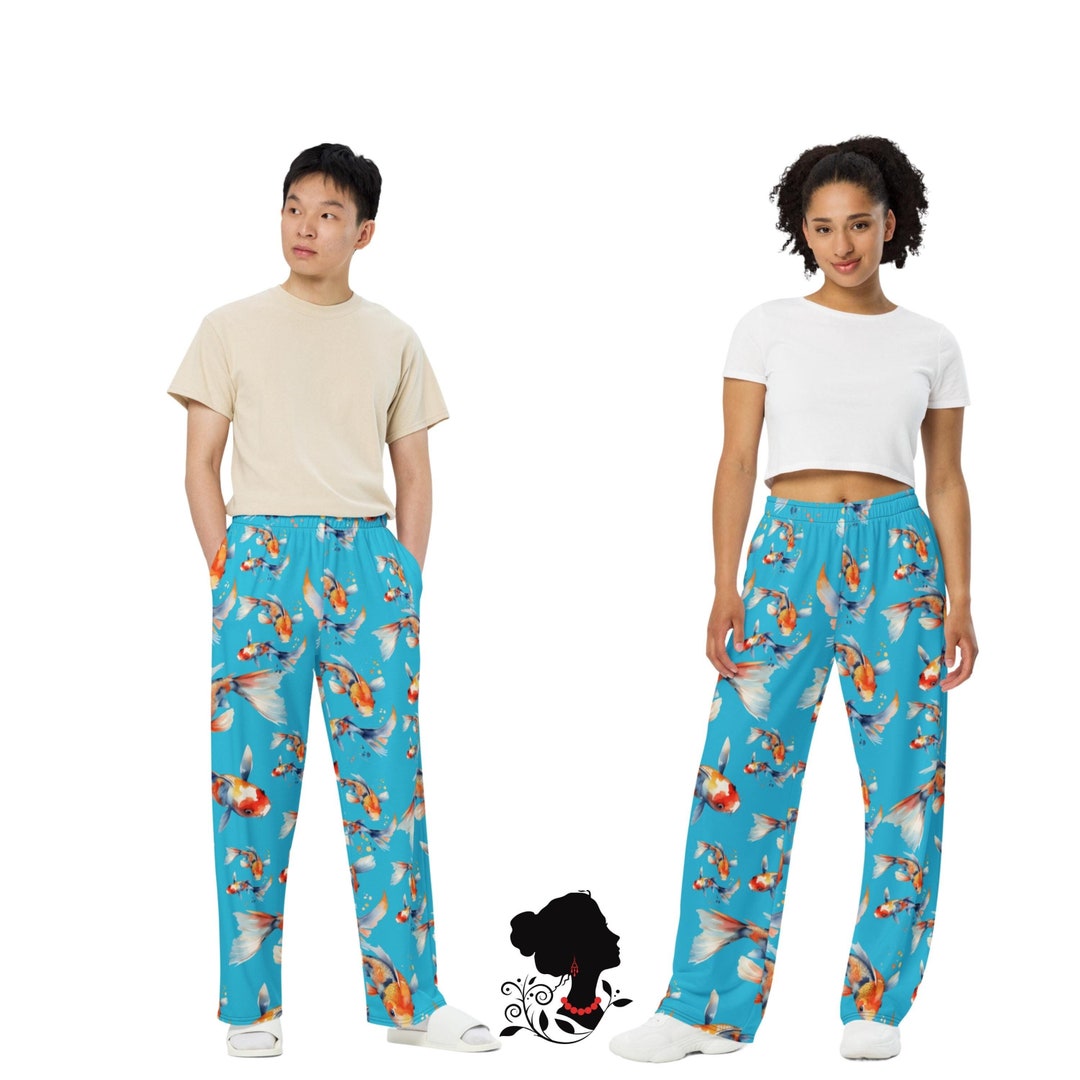 Vintage Fish Print Casual Pants
