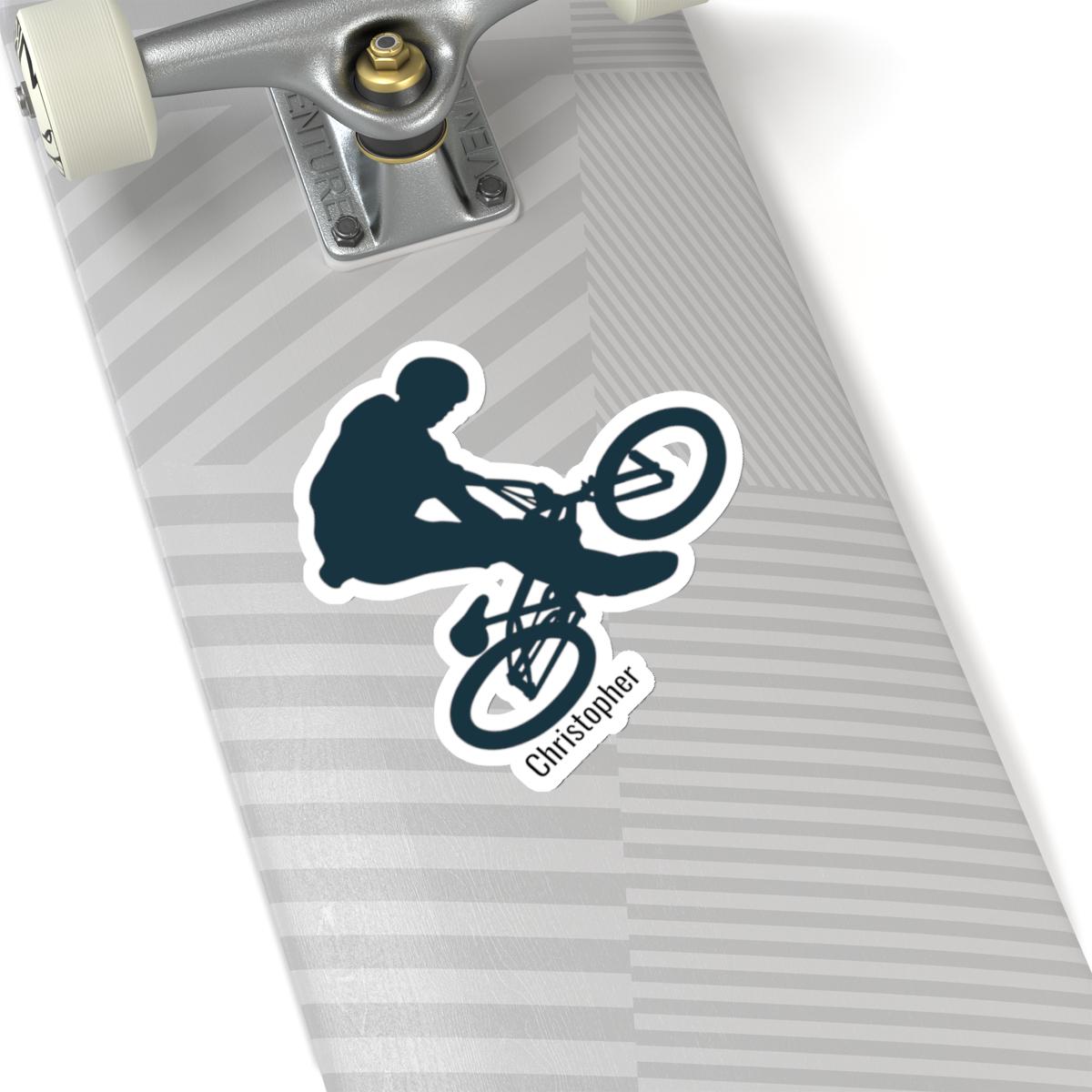 Personalized Stunt Bike Rider Stickers, Custom Name Stunt Cyclist Decal ...