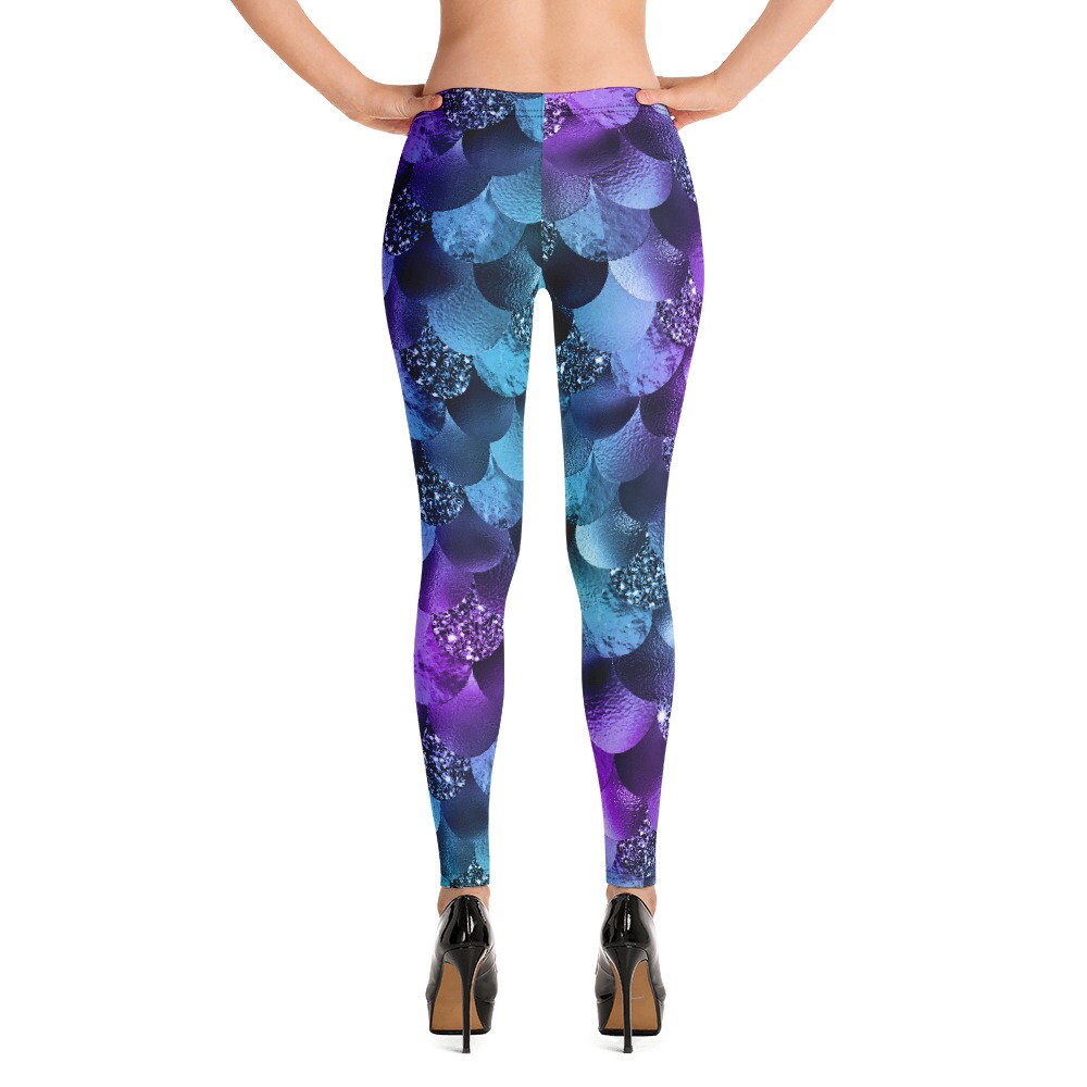 Funky Purple Teal Sparkle Leggings Yoga 