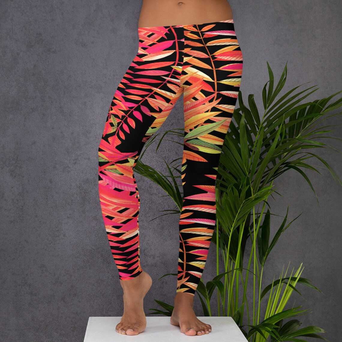 Autumn Multicolor Leaves Leggings, Fall Leggings, Changing Leaves Color ...