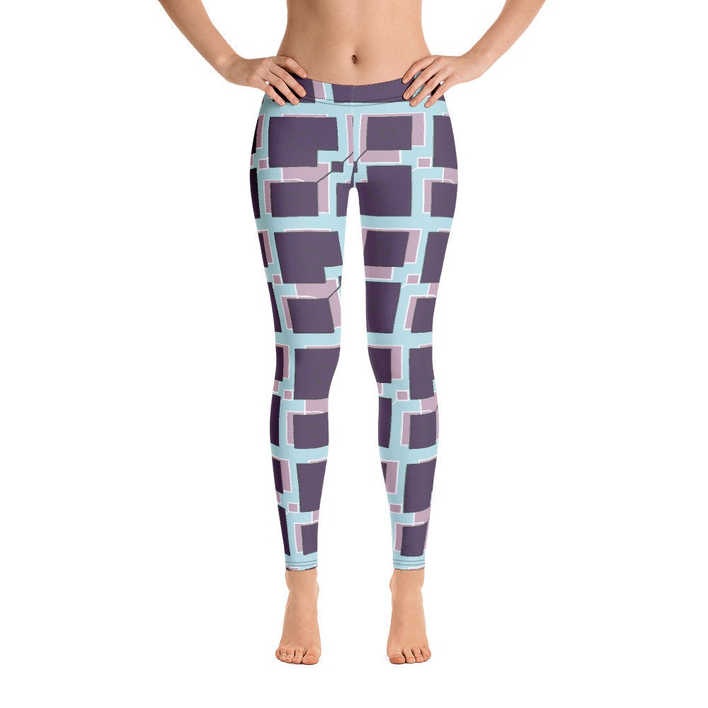 Geometric Leggings, Square Pattern Leggings, Gym Workout Pants, Running  Pants, Sister Gift, Puzzle Leggings, Blue Fitted Pant, Women Tights -   Ireland