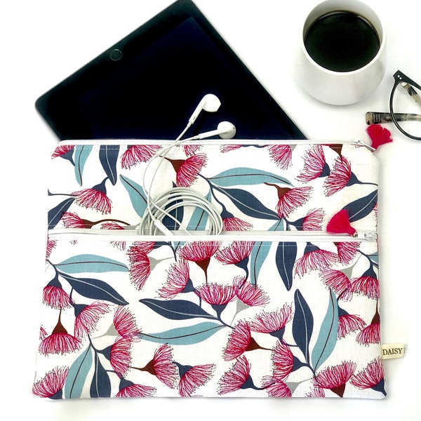 Tablet Case in Gum Blossom, iPad sleeve, tablet sleeve, tablet cover, pencil case, clutch, carry all pouch, teacher gift