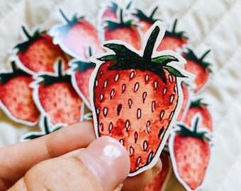 Strawberry Waterproof 2 inches Sticker (Decal) for your Laptop/Planner/Water Bottle; Berry, Fruit, Summer