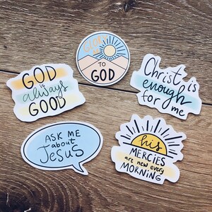 All About Jesus Sticker Pack, 5 Waterproof Stickers (Decals) for your Laptop/Planner/Water Bottle