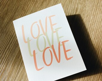 Love Blank Inside Card 4.25x5.5 inch / Valentine’s Day / Boyfriend, girlfriend / cute / Greeting Cards/ graphic design / modern style/ weddi