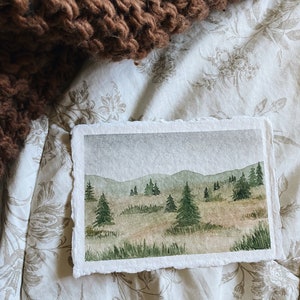 Acquerello Moody Landscape California Collection, carta / decorazione fatta a mano, dipinto originale 6,25x4,5