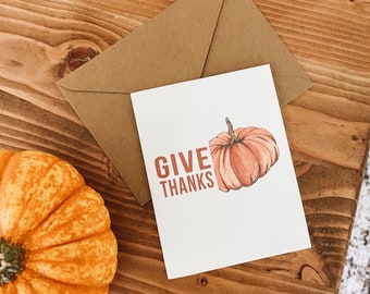 Fall Pumpkin Blank Inside Card 4.25x5.5 inch / Cute watercolor Illustration / Thanksgiving/ thank you/ Greeting Cards/ autum/ thankful