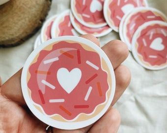 Heart Donut - 2.25 inch Sticker Waterproof (Decal) for your Laptop/Planner/Water Bottle - Love, pink, Valentine’s