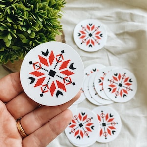 Ukrainian Vyshivanka Star - 2.25 inch Sticker Waterproof (Decal) for your Laptop/Planner/Water Bottle - Ukraine, Embroidery, embroidery