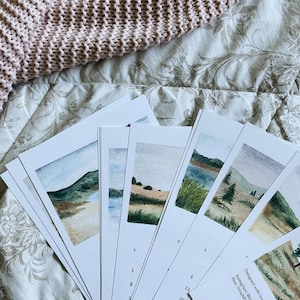 2025 Wand/Tischkalender Kalifornien Aquarell Landschaften Illustration 5.5x8.5 Planer 12 Monate Natur, Meer, Strand, Wald, Filedsw