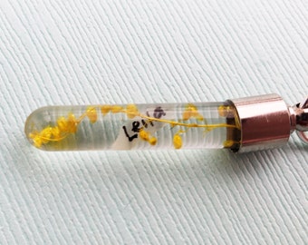 Name On Rice Necklace With Floating flowers