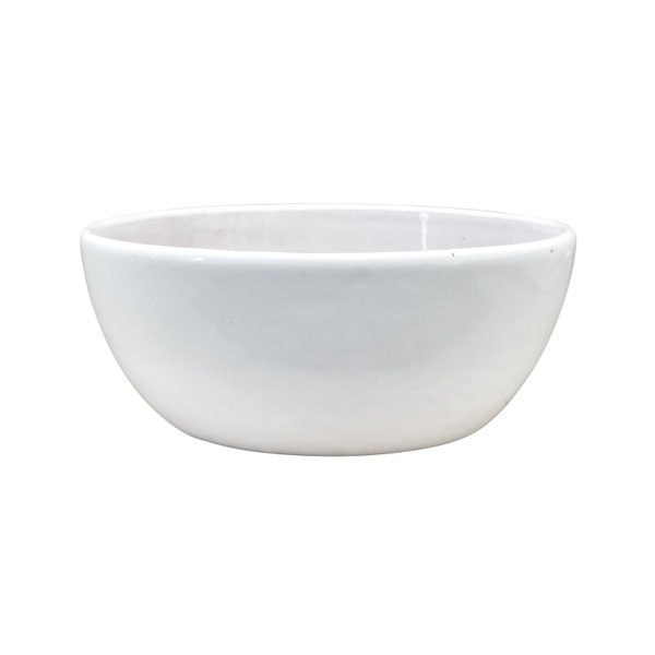 Gloss White Bowl Planter - Indoor Modern Flower Pot - Ceramic Terracotta (8, 10, and 12 inch sizes)