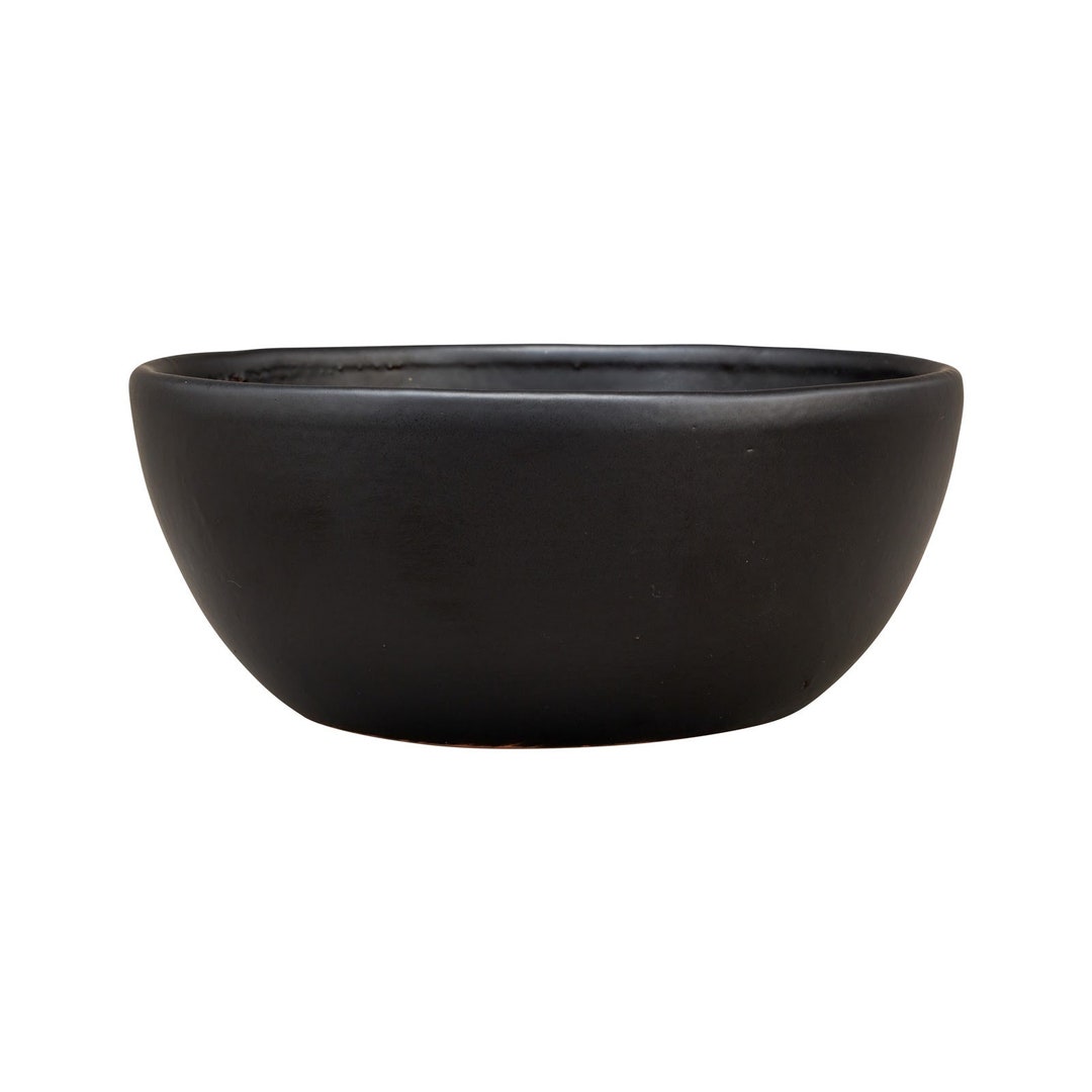 Matte Black Bowl Planter Indoor Modern Flower Pot Ceramic Terracotta 8