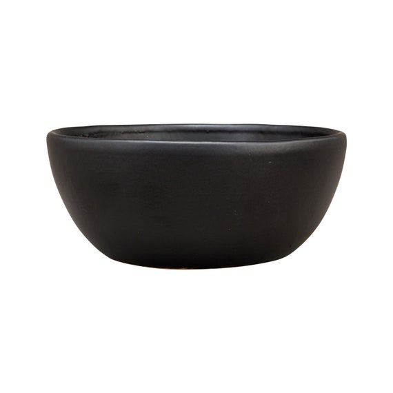 Matte Black Bowl Planter Indoor Modern Flower Pot Ceramic Etsy