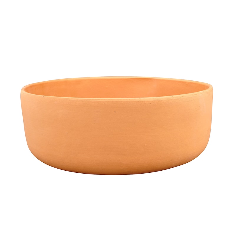12 inches Wide Ceramic Terracotta Indoor Modern Flower Pot Raw Clay Straight Bowl Planter