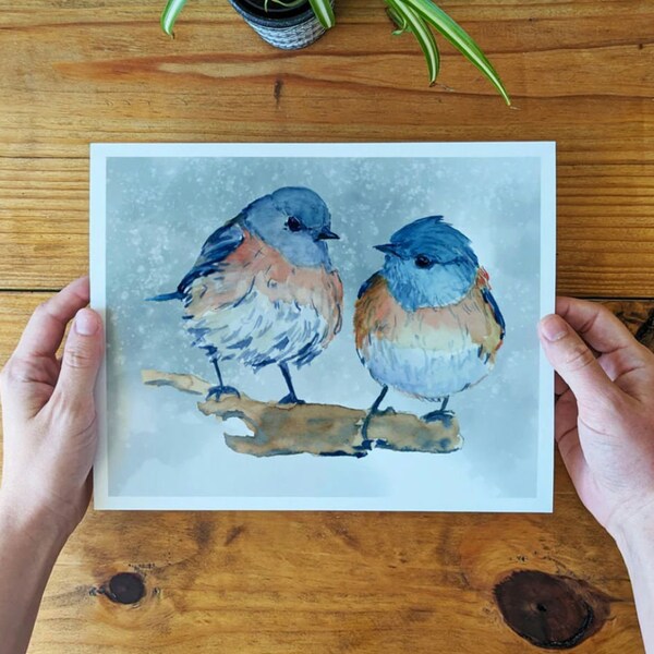 BLUEBIRD Art Print - Watercolor Design - Lora Cavallin Art Print Only