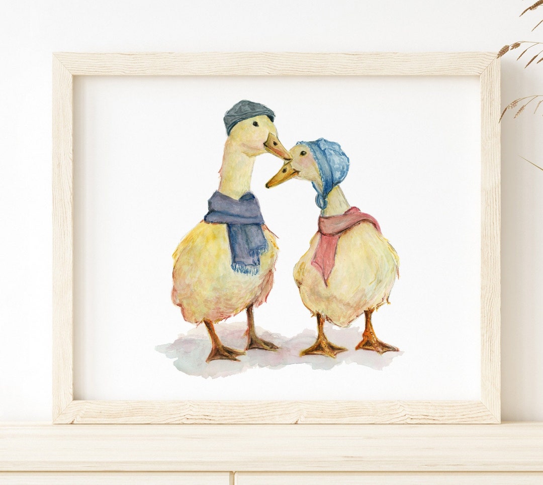 Whimsical Duck Art Print Ducks on a Stroll Watercolor Design Giclee ...