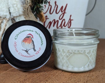 Hand Poured Soy Wax Candle - Christmas Wreath Scent - Glass Jar