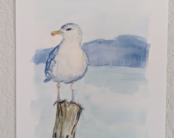 Seagull Art Print - Watercolor Design - Lora Cavallin Art Print Only