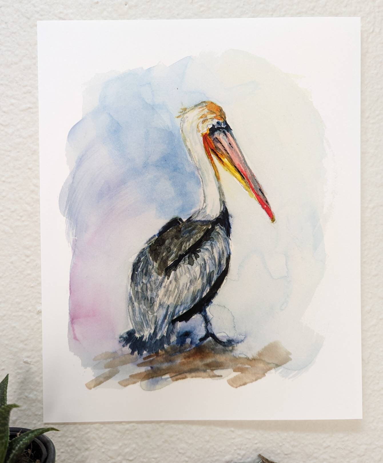 Pelican Fine Art Print Watercolor Design Coastal Wall Etsy
