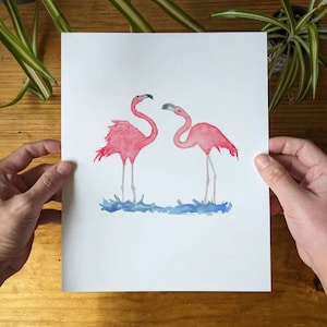 Flamingo Art Print - Loose Watercolor Design - Happy Wall Art - Lora Cavallin Art Print Only