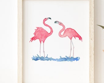 Flamingo Art Print - Loose Watercolor Design - Happy Wall Art - Lora Cavallin Art