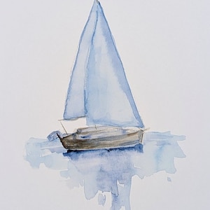 Sailboat Art Print - Loose Style - Watercolor Design - Lora Cavallin Art
