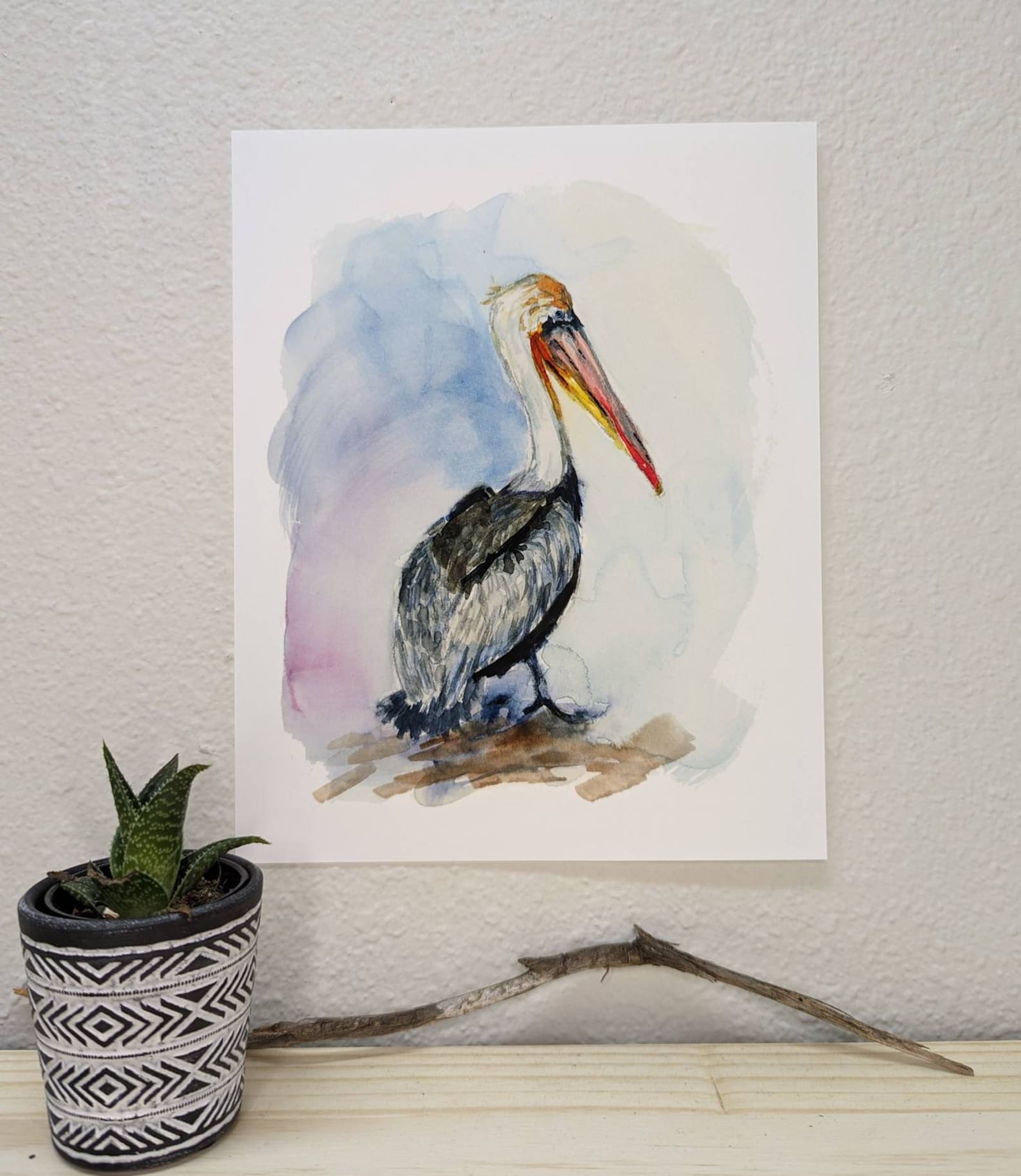 Pelican Fine Art Print Watercolor Design Coastal Wall Etsy