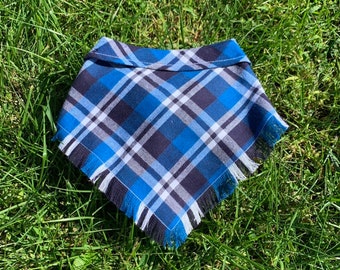 BRIGHT BLUE Plaid Flannel Bandana - Light Weight