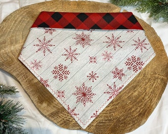 Rustic Snowflake- Double Sided Bandana - 100% Cotton - Christmas, Holiday