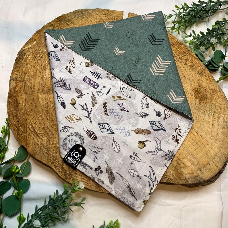 Forest Forager Double Sided Bandana 100% Cotton Geometric, Forest, Foraging image 1