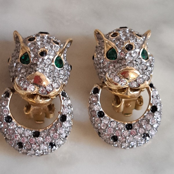 VINTAGE *** beautiful ear clips with rhinestones ***