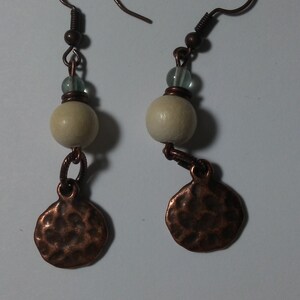 Jewelry: Copper Metal Round Pounded Earrings