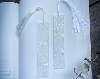 White Ice Bookmark, Glow in the Dark Resin Bookmark, Unique page holders,  Light academia aesthetic, Holiday Bookmarks