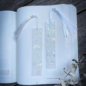 White Ice Bookmark, Glow in the Dark Resin Bookmark, Unique page holders,  Light academia aesthetic, Holiday Bookmarks