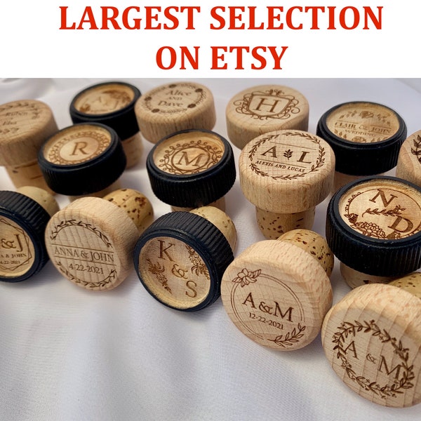 Wedding Favor Wine Cork Stopper, Personalized Custom Engraved Wood Wine Stoppers, Weddings Etched Customized Gift Party Favors Toppers Corks