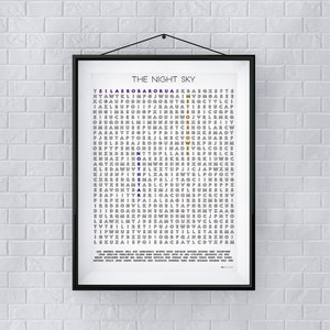 The Night Sky Astronomy Check List Word Search Wall Art Poster-Print, Unique Gifts for Couple, Decor For Your Home image 3