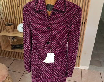 New Escada Margaretha Ley Wool Tweed Blazer Jacket & Skirt Set Sz 42 Pink Bl