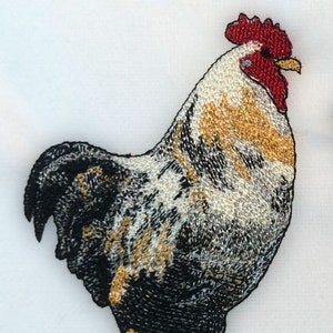 Black and White Rooster Machine Embroidery Design