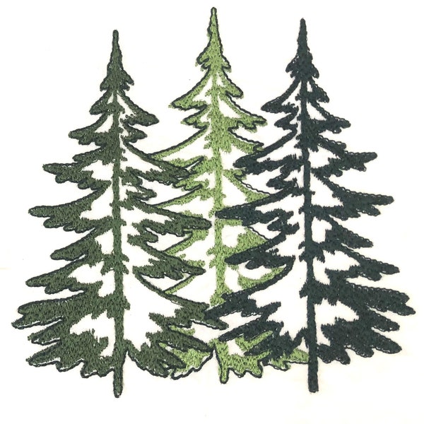 Small Three Majestic Pine Trees Machine Embroidery Design (Available in 3 Sizes)