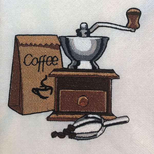 Old Fashioned Coffee Grinder Machine Embroidery Design