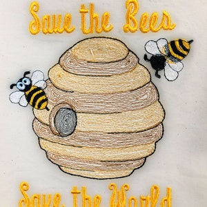 Medium Save the Bees Machine Embroidery Design (Available in 3 Sizes)
