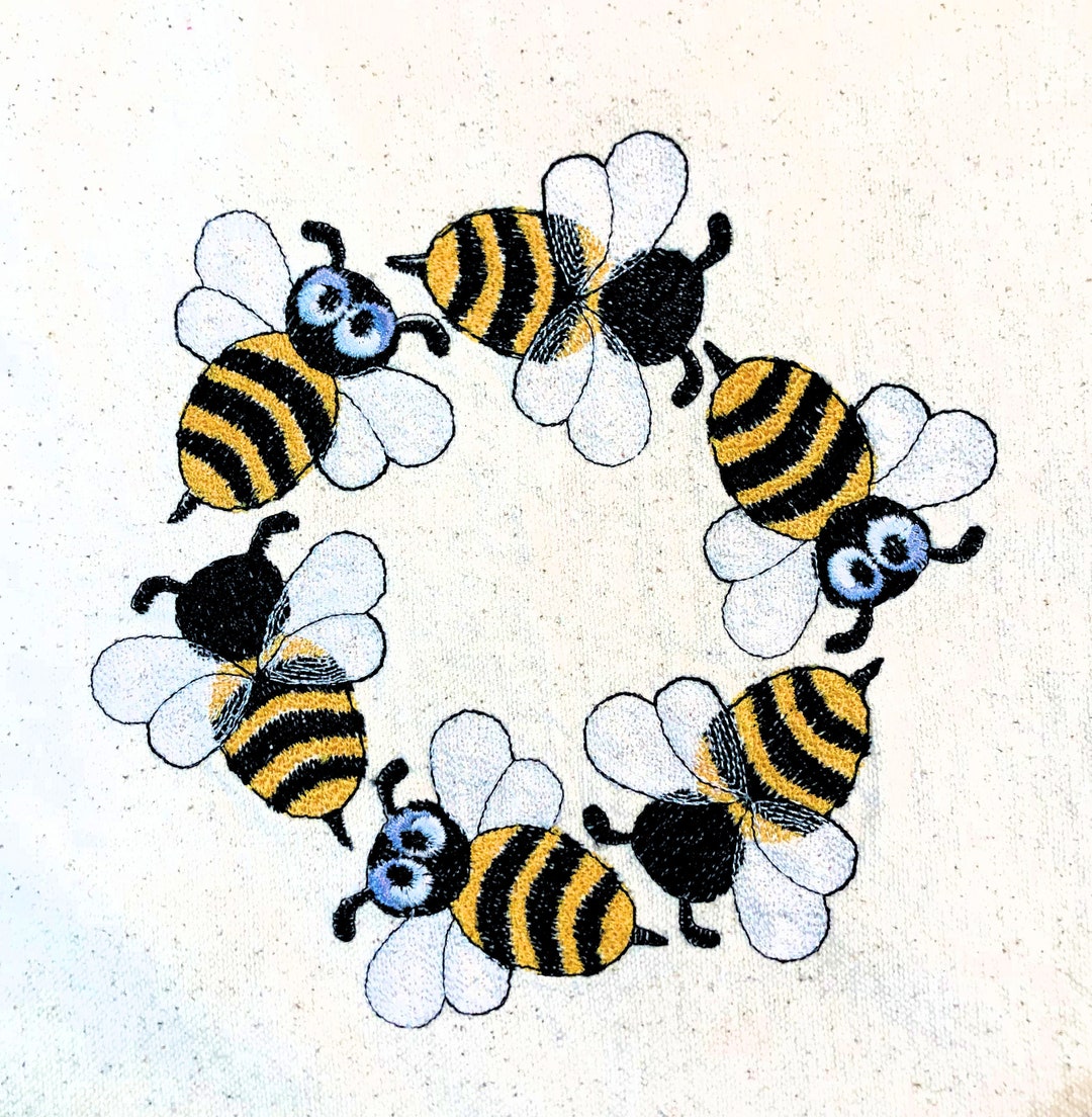 Extra Large Circle of Bumble Bees Machine Embroidery Design Fits 6x10 ...