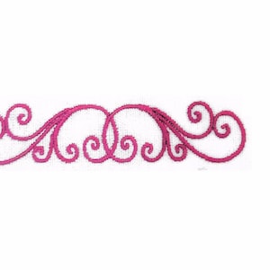 May include: A pink decorative flourish with a swirling design.