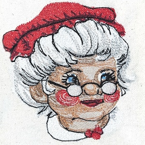 Retro Fru Claus Liten Maskinbroderidesign