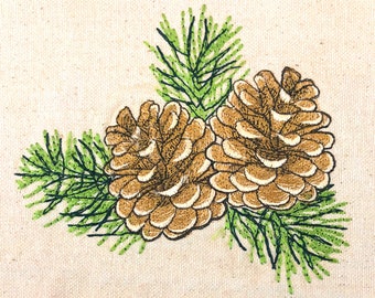 Small Realistic Pine Cones Machine Embroidery Design (Available in 3 sizes)