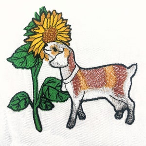 Disegno per ricamo a macchina capra e girasoli