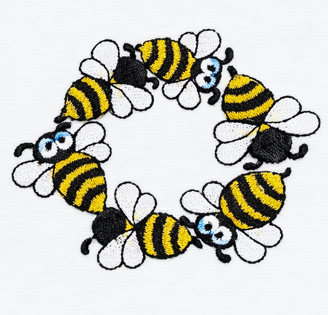 Small Circle of Bumble Bees Machine Embroidery Design Fits 4x4 Inch ...